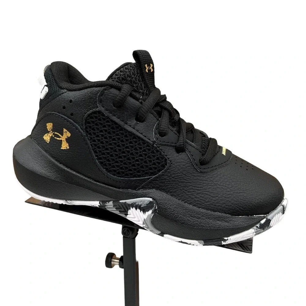 Under Armour Lockdown Little Boy's Leather Basketball Shoe Size 12 Black Lace Up
